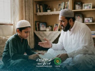 والدین بچوں کو محبت سے حفظ قرآن سکھاتے ہوئے